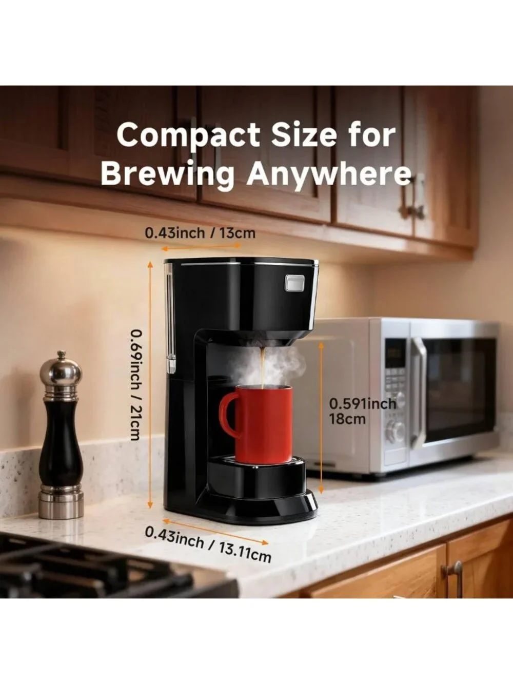 Single Serve Coffee Maker for K-Cups & Ground Coffee - Compact & Stylish Black